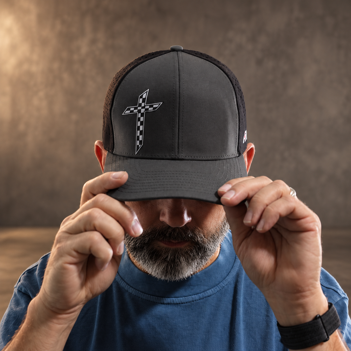 HPR Hydro Hat – Checkered Cross (Charcoal/Black)