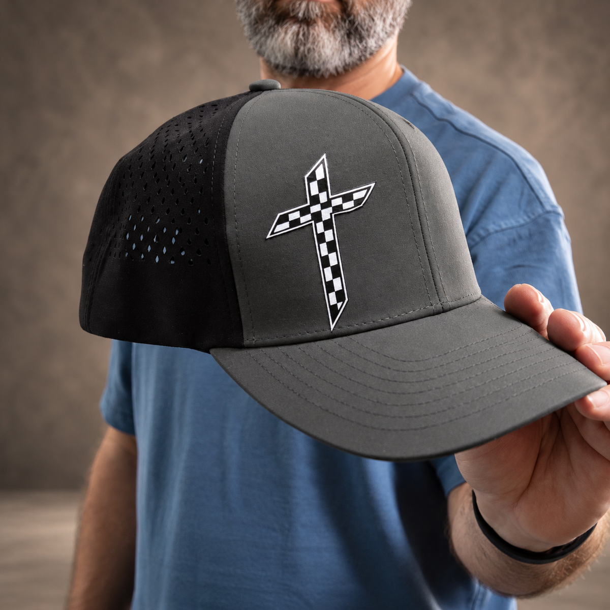 HPR Hydro Hat – Checkered Cross (Charcoal/Black)